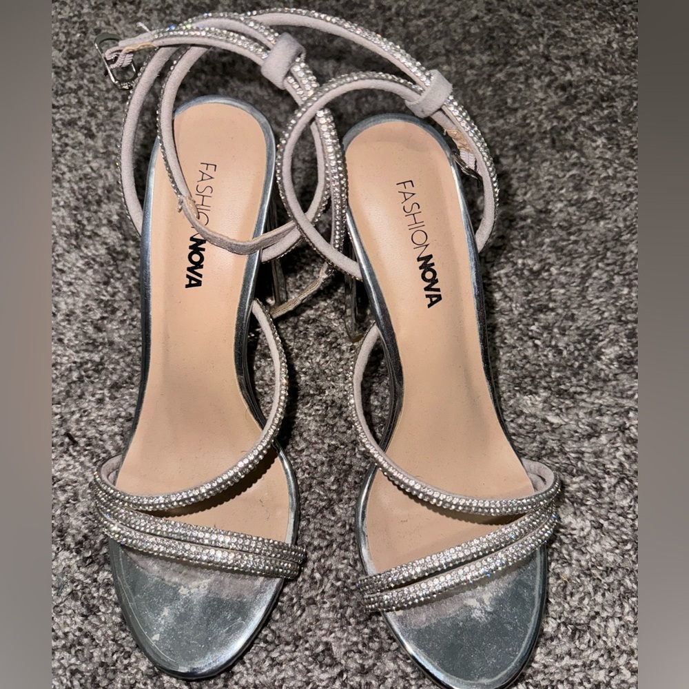 Silver gem heels